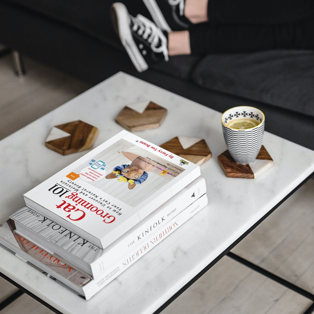 Cat grooming 101 Cat Book by a cup of coffee by Toe Beans