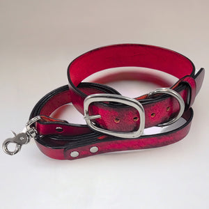 leather dog leash and collar red by toe beans 3