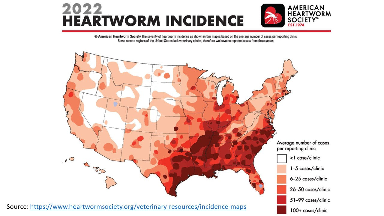 2022 Heartworm Incidence Map